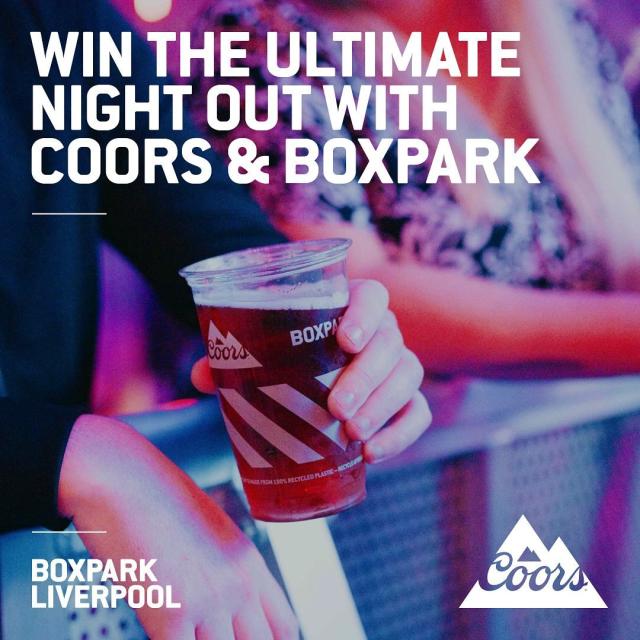 WIN WITH COORS AND BOXPARK LIVERPOOL 
 
We’re offering you the ultimate night out for you and your mates at the new BOXPARK Liverpool. £50 for food, £50 for drinks and ultimate vibes, what more could you want from a Saturday night? 🤷‍♂️ 
 
To win, simply: 
 
❤️ Like this post 
✅ Follow @coorsbeer and @boxparkliverpool on Instagram 
👩🧑 Tag a friend you’ll be bringing with you (18+ only) 
 
Please Drink Responsibly. Full T&Cs apply. Competition opens on Wednesday 15th May 2024 and closes Wednesday 22nd May 2024. Voucher is valid for 2 months after winner is contacted. Prize CAN NOT be redeemed during ticketed events. For full T&Cs, click the link in the Coors Instagram bio. 
 
#Competition #Giveaway #WeekendNightsOut